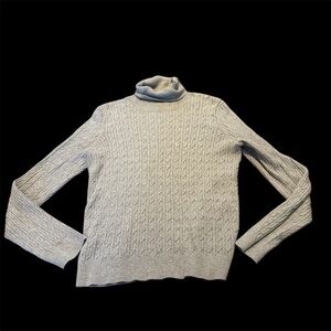 Talbots Women’s Pima Cotton Cable Knit Turtleneck Sweater – Gray – Size M